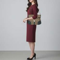 Pre Owned حقيبة غوتشي هوبو قماش وحقيبة بحلية جلدية بيج/أزرق 