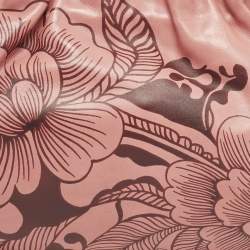 Pre Owned Gucci Bamboo Floral Print Old Rose Leather Top Handle Bag