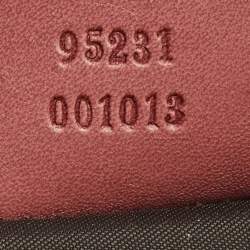 Pre Owned Gucci Bamboo Floral Print Old Rose Leather Top Handle Bag