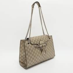 Pre Owned Gucci Emily Large Gold Guccissima Leather Chain Shoulder Bag