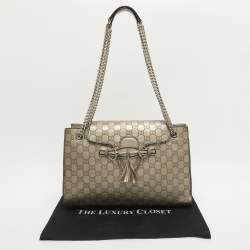 Pre Owned Gucci Emily Large Gold Guccissima Leather Chain Shoulder Bag