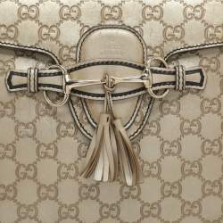 Pre Owned Gucci Emily Large Gold Guccissima Leather Chain Shoulder Bag