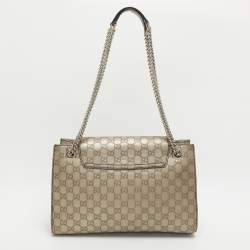 Pre Owned Gucci Emily Large Gold Guccissima Leather Chain Shoulder Bag
