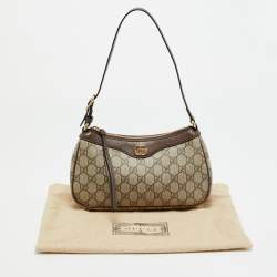 Pre Owned حقيبة كتف غوتشي أوفيديا صغيرة كانفاس وجلد جي جي سوبريم بيج/بني