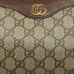 Pre Owned حقيبة كتف غوتشي أوفيديا صغيرة كانفاس وجلد جي جي سوبريم بيج/بني