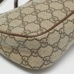 Pre Owned حقيبة كتف غوتشي أوفيديا صغيرة كانفاس وجلد جي جي سوبريم بيج/بني