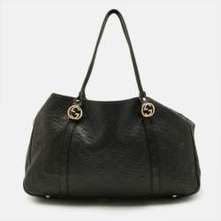 Pre Owned Gucci GG Twins Large Black Guccissima Leather Tote