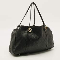 Pre Owned Gucci GG Twins Large Black Guccissima Leather Tote