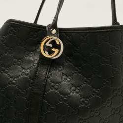 Pre Owned Gucci GG Twins Large Black Guccissima Leather Tote