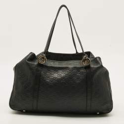 Pre Owned Gucci GG Twins Large Black Guccissima Leather Tote