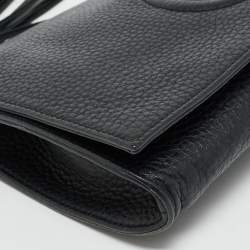 Pre Owned Gucci Soho Tassel Black Leather Pouch Clutch