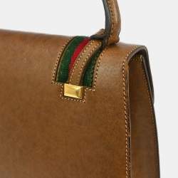 Pre Owned حقيبة غوتشي يد جلد بني