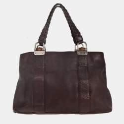 Pre Owned Gucci Brown Leather Tote Bag