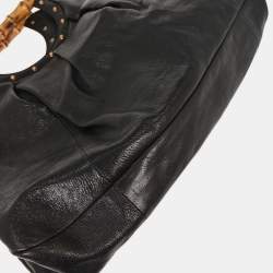 مملوكة مسبقًا حقيبة غوتشي هوبو جلد الخيزران سوداء