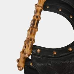 مملوكة مسبقًا حقيبة غوتشي هوبو جلد الخيزران سوداء