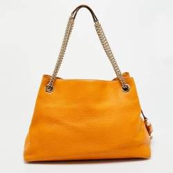 Pre Owned حقيبة كتف غوتشي سلسلة سوهو متوسطة جلد أصفر داكن