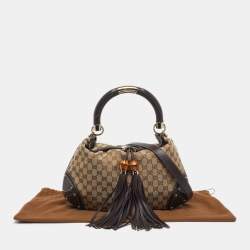 Pre Owned حقيبة غوتشي بابوشكا إندي كانفاس GG و جلد بيج/بني متوسطة