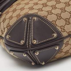 Pre Owned حقيبة غوتشي بابوشكا إندي كانفاس GG و جلد بيج/بني متوسطة