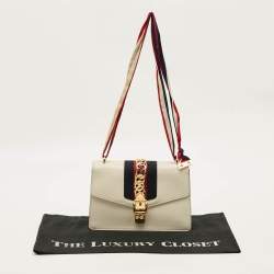 Pre Owned Gucci Sylvie Off White Small Leather Shoulder Bag