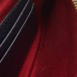 Pre Owned Gucci Navy Blue/Red GG Wool and Leather Pouch Clutch