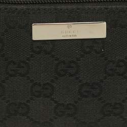 Pre Owned Gucci Boat Black GG Canvas and Leather Pochette