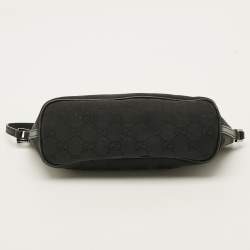 Pre Owned Gucci Boat Black GG Canvas and Leather Pochette