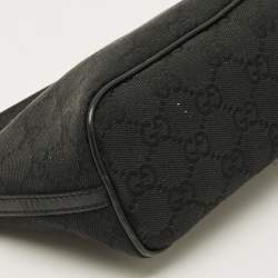 Pre Owned Gucci Boat Black GG Canvas and Leather Pochette