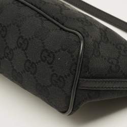 Pre Owned Gucci Boat Black GG Canvas and Leather Pochette