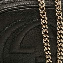 Pre Owned Gucci Soho Disco Mini Black Leather Chain Crossbody Bag
