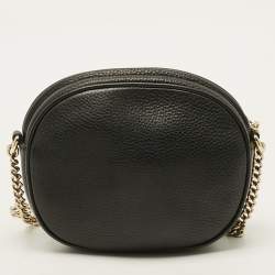 Pre Owned Gucci Soho Disco Mini Black Leather Chain Crossbody Bag