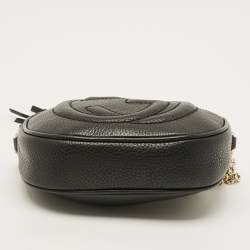 Pre Owned Gucci Soho Disco Mini Black Leather Chain Crossbody Bag
