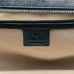 Pre Owned Gucci Blue Large Guccissima New Bamboo Top Handle Bag