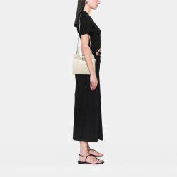 Pre Owned Gucci White Small Leather Petite GG Tote