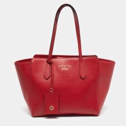 Pre Owned Gucci Swing Small Red Leather Tote