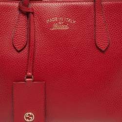 Pre Owned Gucci Swing Small Red Leather Tote
