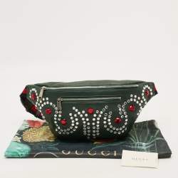 Pre Owned حقيبة خصر غوتشي بيجو حجر جلد أخضر داكن