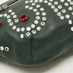 Pre Owned حقيبة خصر غوتشي بيجو حجر جلد أخضر داكن