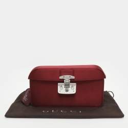 Pre Owned Gucci Lady Lock Red Satin Clutch