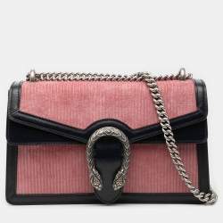 مملوكة مسبقًا Gucci Black Pink Small Bicolor Corduroy Dionysus Shoulder Bag