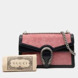 مملوكة مسبقًا حقيبة كتف غوتشي ديونيسوس كوردروي ثنائية اللون صغيرة أسود زهري