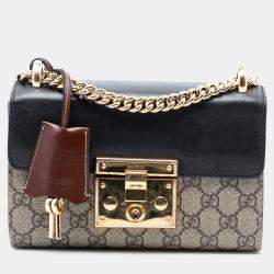 Pre Owned حقيبة كروس بودي غوتشي GG سوبرم قفل بني صغيرة