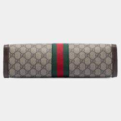 Pre Owned Gucci Brown Medium GG Supreme Web Ophidia Chain Shoulder Bag