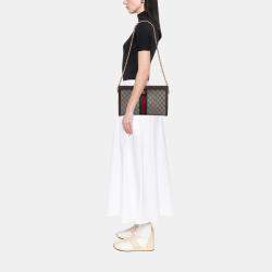 Pre Owned Gucci Brown Medium GG Supreme Web Ophidia Chain Shoulder Bag