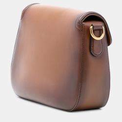 Pre Owned Gucci Brown Medium Leather Lady Web Crossbody