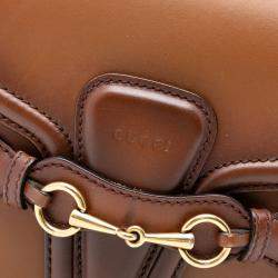 Pre Owned Gucci Brown Medium Leather Lady Web Crossbody