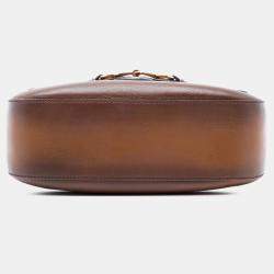 Pre Owned Gucci Brown Medium Leather Lady Web Crossbody