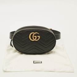 Pre Owned Gucci GG Marmont Large Black Matelasse Leather Belt Bag
