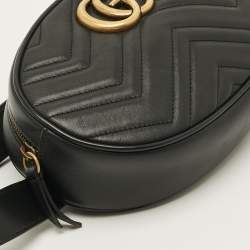 Pre Owned Gucci GG Marmont Large Black Matelasse Leather Belt Bag