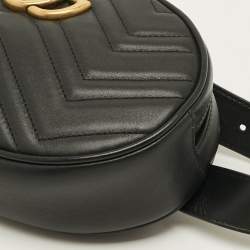 Pre Owned Gucci GG Marmont Large Black Matelasse Leather Belt Bag