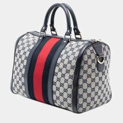 Pre Owned Gucci Brown Medium GG Canvas Web Joy Boston Bag